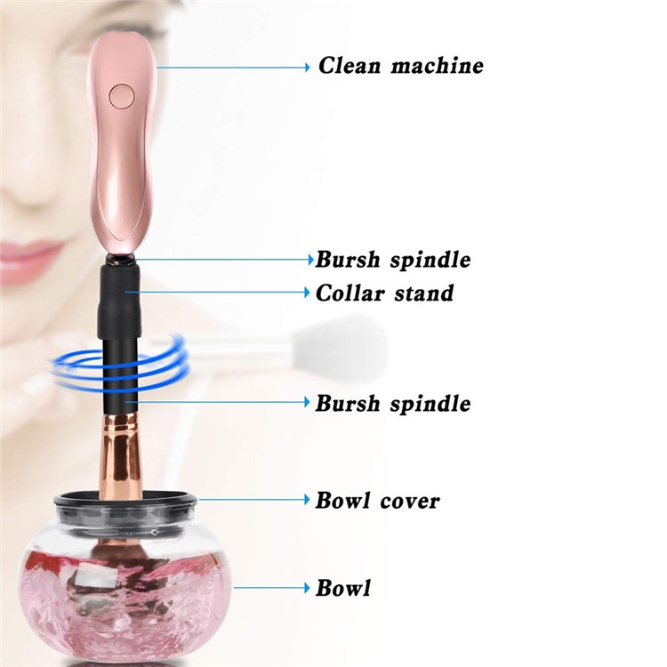 Three-mode Adjustable Rechargeable Makeup Brush Dryer Cleaner - Rose Gold-6