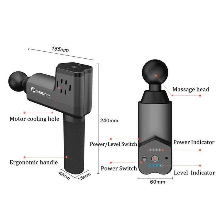 BOOSTER Thérapie Pistolet Massage Musculaire Soulagement De La Douleur De Vibration À Haute Fréquence Massager - Fiche Américaine / Noir-5