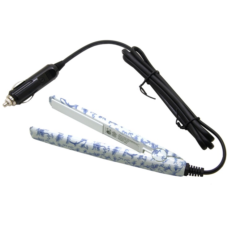 Blue and White Porcelain Professional Mini Car Charger Porcelain Hair Straightener-1