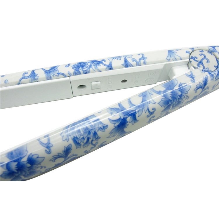Blue and White Porcelain Professional Mini Car Charger Porcelain Hair Straightener-3