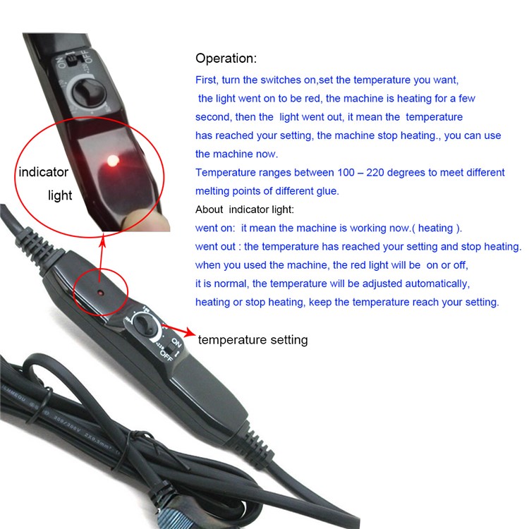 JR-608 Professional Adjustable Hair Extension Iron Tool - Black / EU Plug-9