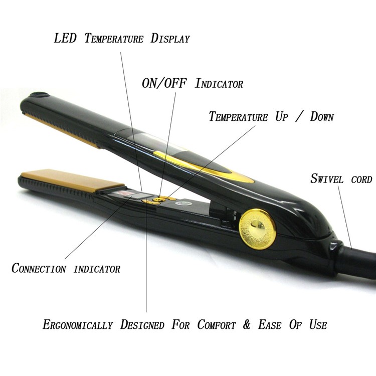 JR-170 Professional Vibrating Massage Hair Straightener with 0.7-inch Screen Display - Black / EU Plug-8