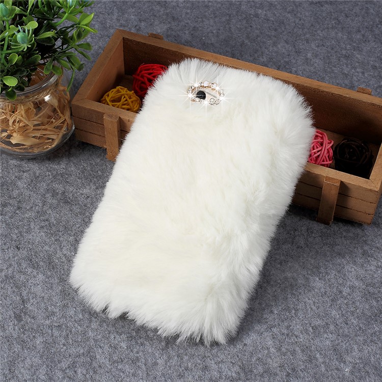 Rhinestone Soft Fur Coated TPU Mobile Phone Cover for vivo Y67 - White-1