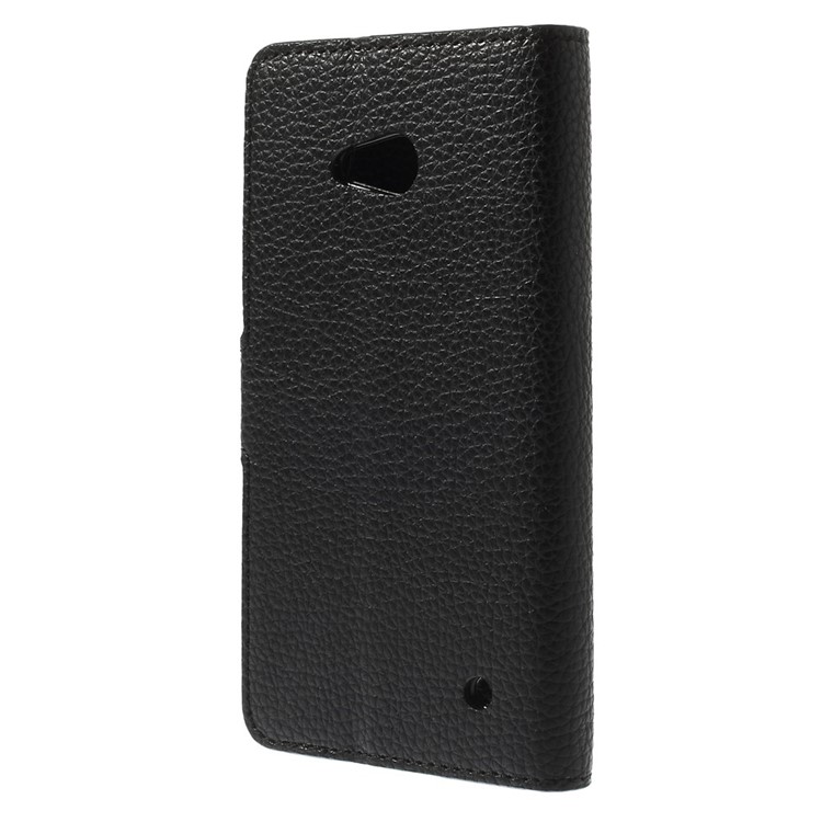 Lychee Grain Ledertasche mit Kartensteckplätzen für Microsoft Lumia 640 Dual Sim / 640 LTE - Schwarz-1