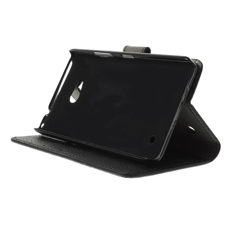 Lychee Grain Ledertasche mit Kartensteckplätzen für Microsoft Lumia 640 Dual Sim / 640 LTE - Schwarz-3