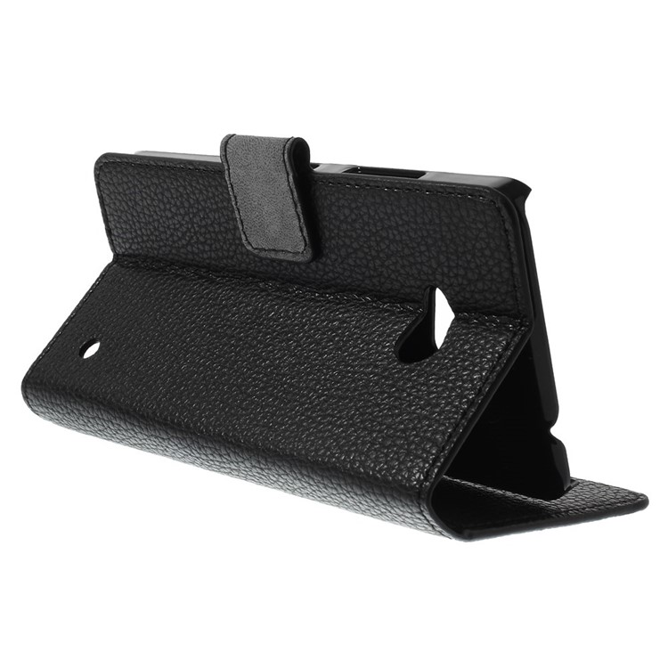 Lychee Grain Ledertasche mit Kartensteckplätzen für Microsoft Lumia 640 Dual Sim / 640 LTE - Schwarz-4