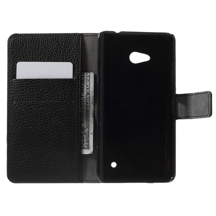 Lychee Grain Ledertasche mit Kartensteckplätzen für Microsoft Lumia 640 Dual Sim / 640 LTE - Schwarz-5