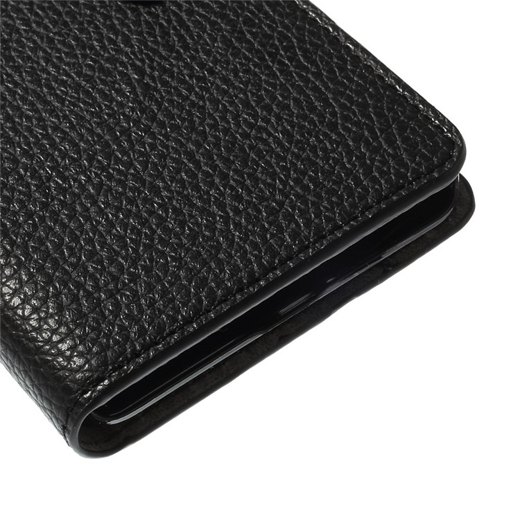 Lychee Grain Ledertasche mit Kartensteckplätzen für Microsoft Lumia 640 Dual Sim / 640 LTE - Schwarz-6