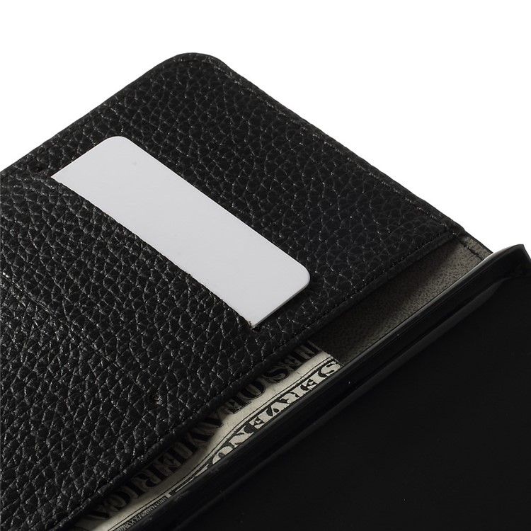 Lychee Grain Ledertasche mit Kartensteckplätzen für Microsoft Lumia 640 Dual Sim / 640 LTE - Schwarz-8