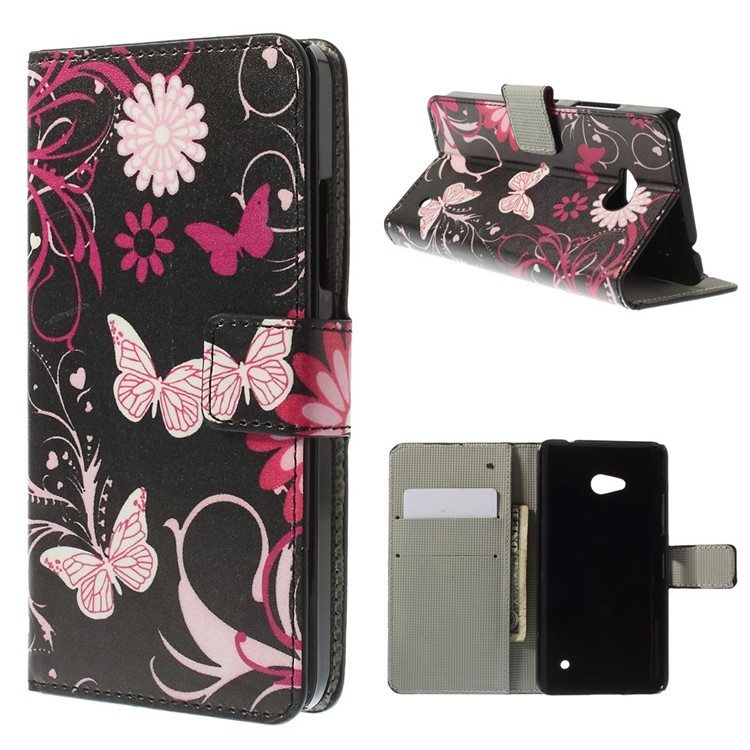 Schmetterlings-Blumen-magnetische lederne Standplatz-Abdeckung für Microsoft Lumia 640 DoppelSim / 640 LTE-1