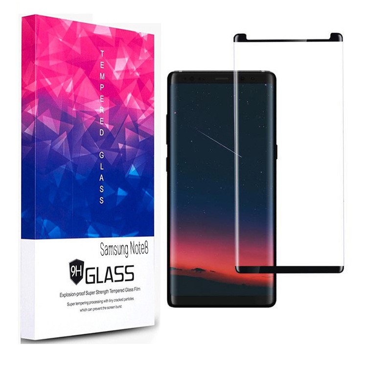 9H 3D Curved Full Size Tempered Glass Screen Protector Film for Samsung Galaxy Note 8 - Black-1