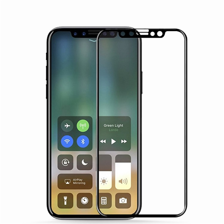 9H 3D Curved Silk Print Full Size Tempered Glass Screen Protector Film for iPhone X - Black-2
