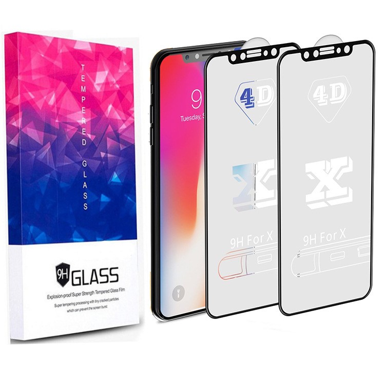 9H 3D Curved Silk Print Full Size Tempered Glass Screen Protector Film for iPhone X - Black-5