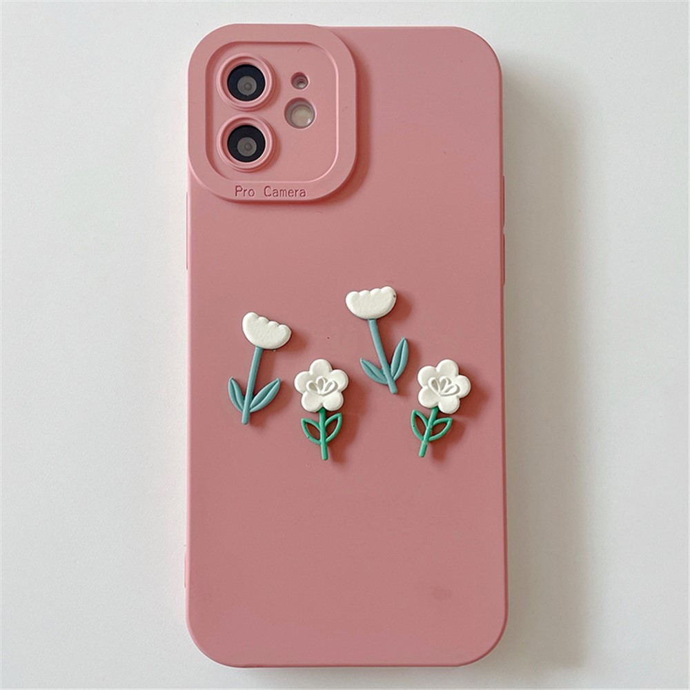 TPU Phone Case for iPhone 14 Pro Max Protective Cover Tulip Flower Decoration Slim Phone Cover - Pink
