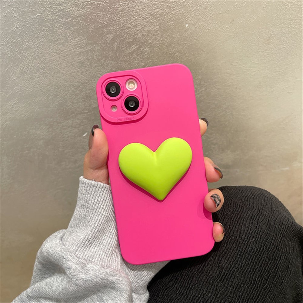 Love Heart TPU Phone Case for iPhone 11 - Dragonfruit+Fluorescent Green Heart//11