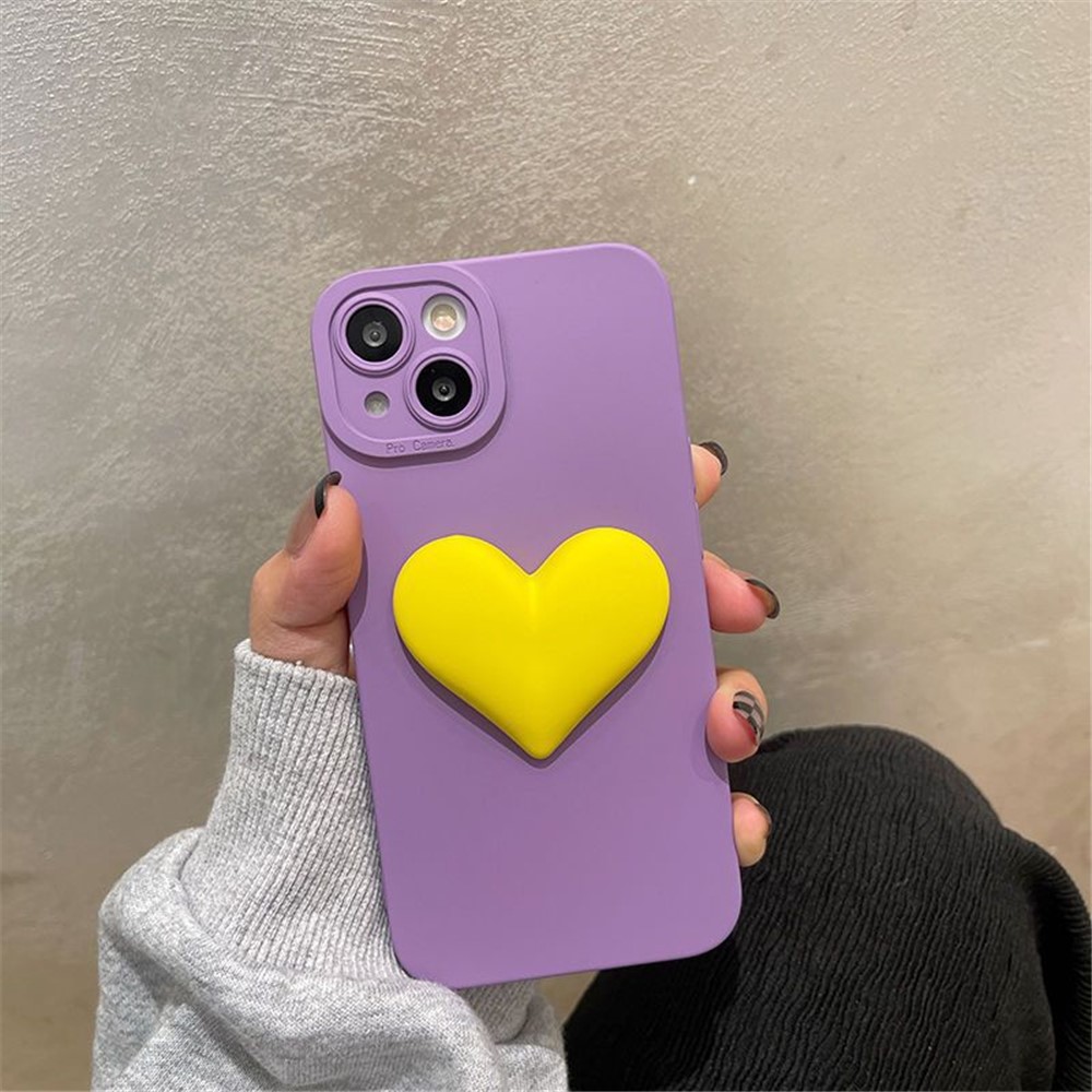 Love Heart TPU Phone Case for iPhone 11 - Purple+Yellow Heart//11