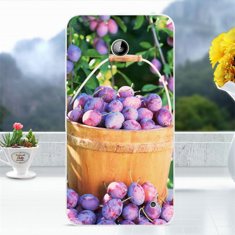 Softlyfit Embossed TPU Cell Phone Case for Nokia Lumia 630 / 630 Dual SIM / Lumia 635 - Prune-1