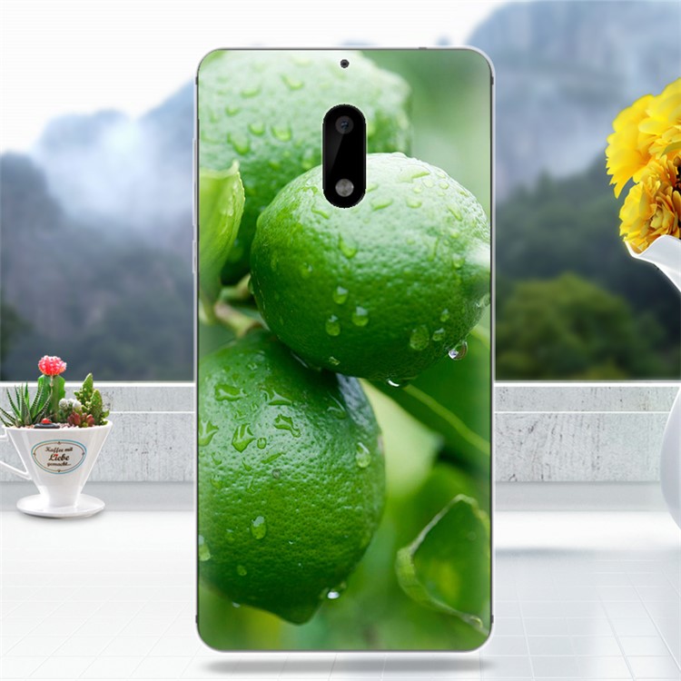 Softlyfit Pattern Printing Soft TPU Phone Case for Nokia 6 - Green Lemon-1