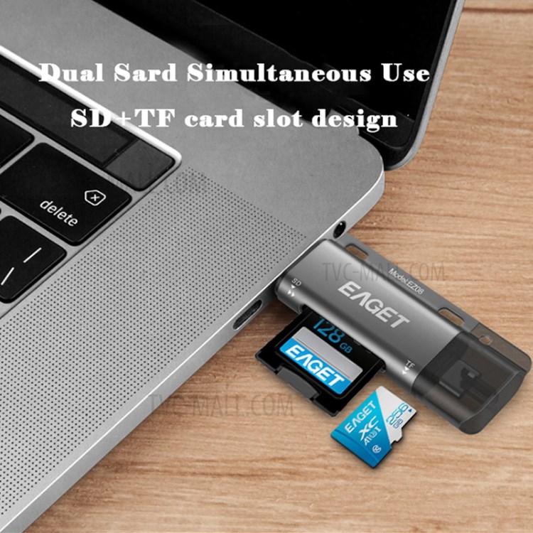 EAGET EZ08 Type C Micro USB USB 3.0 Lecteur De Carte Mémoire OTG Avec Fente Pour Carte SD / TF-2