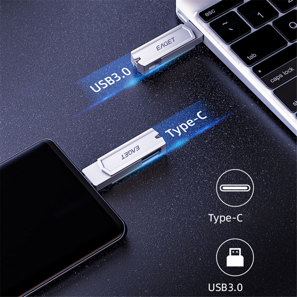 EAGET CF22 64GB Memory Stick 2-in-1 Type C+USB 3.0 Flash Drive for Type-C Phone Tablet Laptop-3