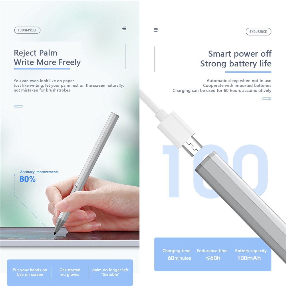 WR18 Micro USB Charging Port Laptop Stylus Pen Tilt Sensitivity 4096 Pressure Level Palm Rejection Capacitive Pen-5