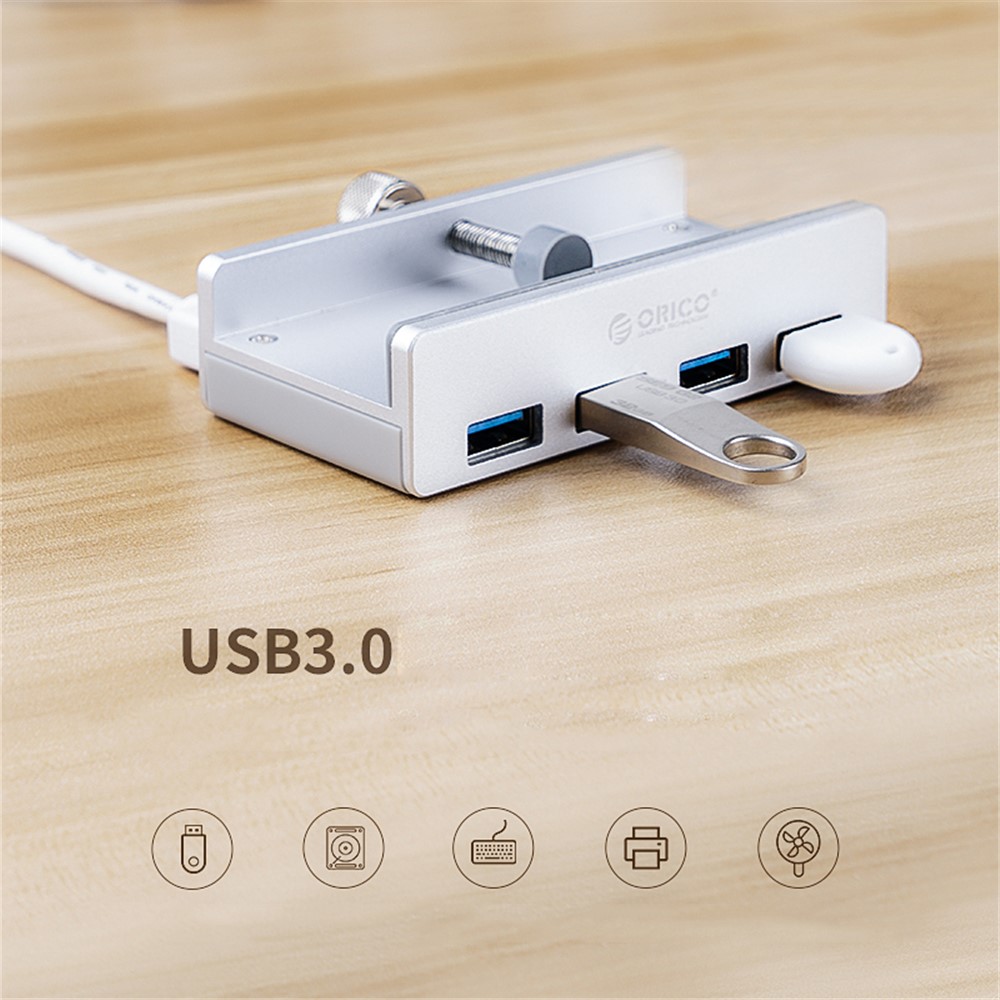 Orico Mh4pu-p Aleación de Aluminio 4 Puertos USB3.0 Hub de Tipo Clip