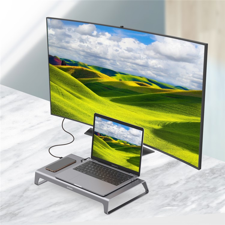 ONTEN OT-95109 11 in 1 Type-C Dock Station Stand with USB3.0 x 2+USB-C x 2+TF/SD+HDMI/VGA+3.5 Jack +RJ45 + Wireless Charging - Grey-8