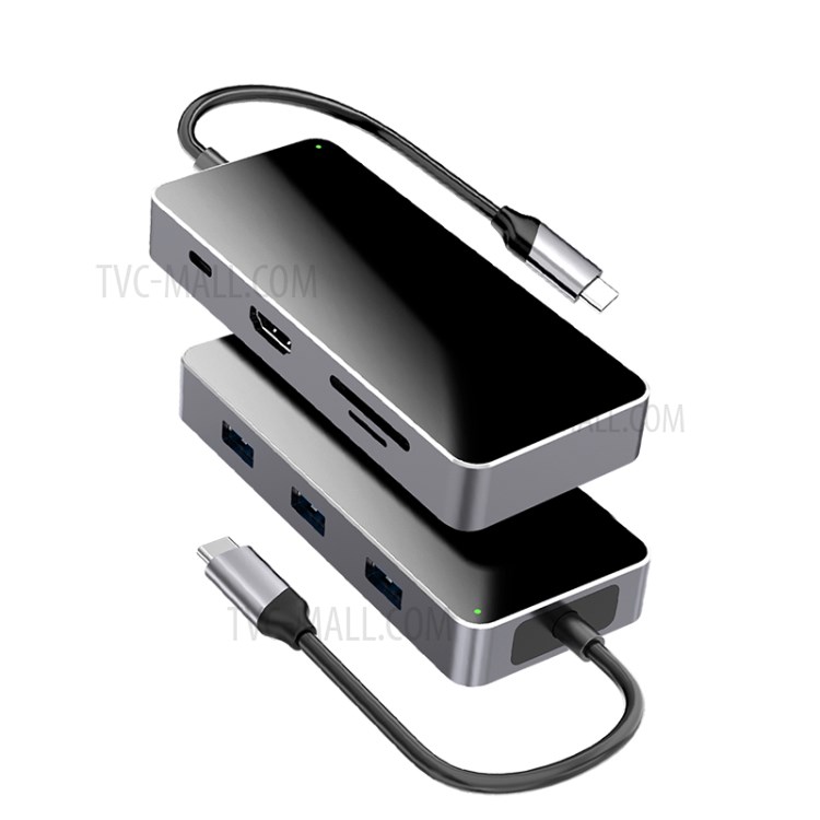 XDL-HC10 7-in-1 Multi-function PD+3 USB3.0+HDMI+SD+TF Smart Type-C HUB