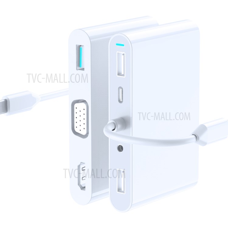 SEEWEI 7-in-1 Type-C HUB TYPE-C to PD+USB3.0+HDMI+VGA+Audio3.5mm+USB2.0*2 Multi-function HUB-3