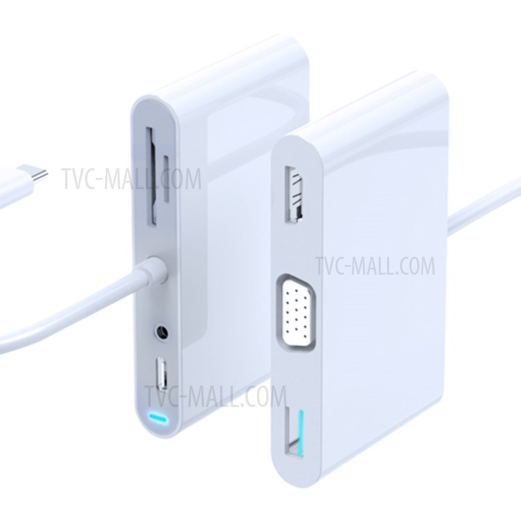 SEEWEI 7-in-1 Type-C HUB TYPE-C to PD+USB3.0+HDMI+VGA+Audio3.5mm+SD/TF Multi-function HUB-3