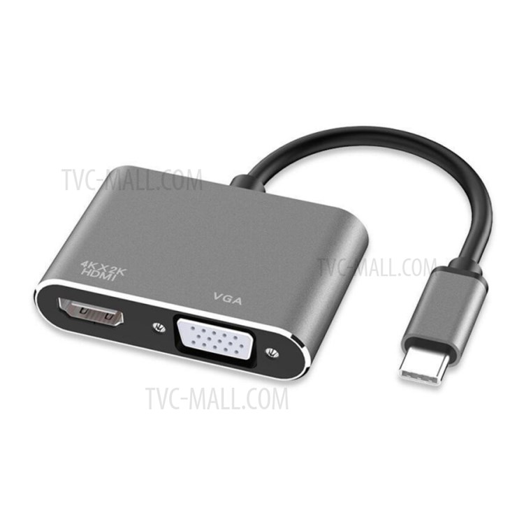 USB3.1 Type C to HDMI(4K*2K) VGA HDMI Female Head + VGA Female Head Double-screen Display Converter-1