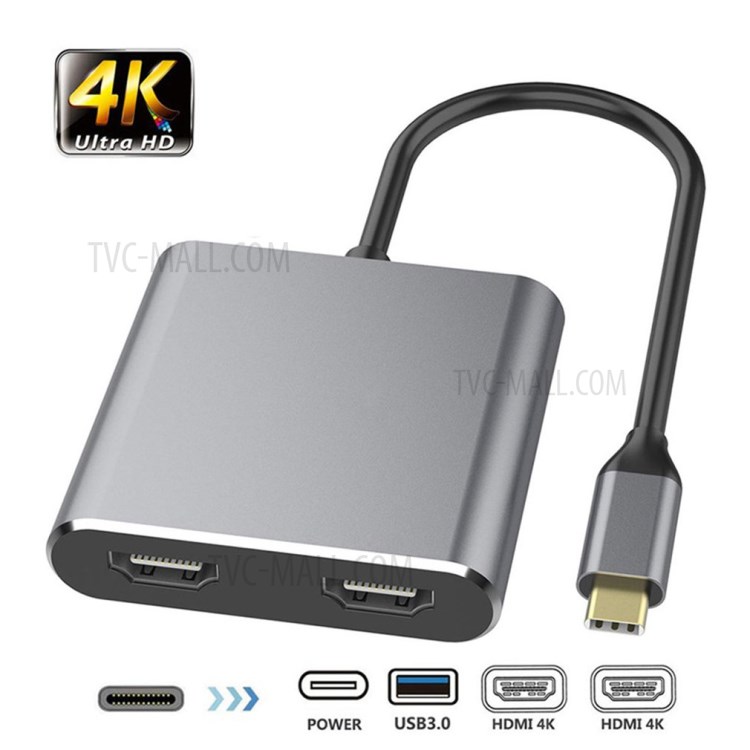 4K USB C to HDMI Dual USB 3.0 Charging Port USB-C Converter Cable for MacBook Samsung Dex Galaxy S10 / S9-2