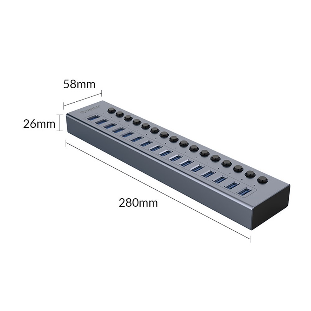Hub Multi-porta De Alumínio ORICO BT2U3-16AB Com Interruptores Individuais-15