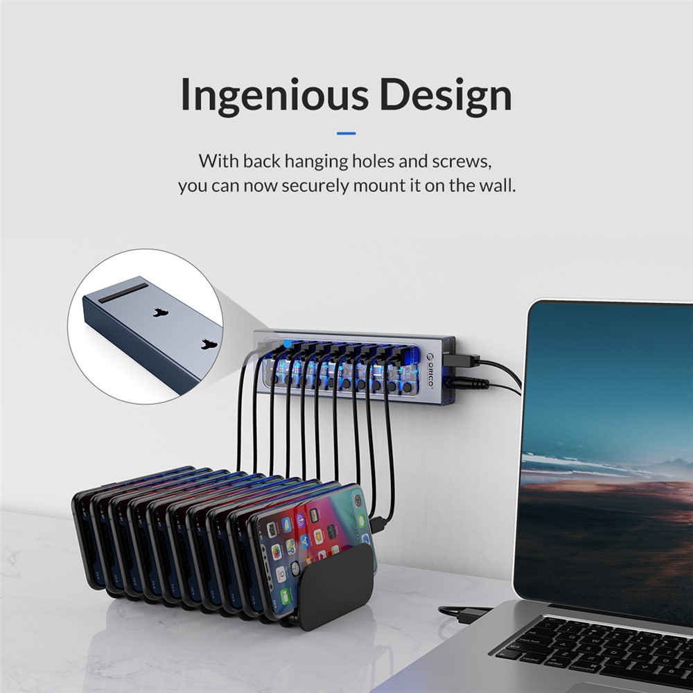 ORICO AT2U3-10AB Liga De Alumínio + PC USB3.0 Multi-Port Hub Com Interruptores Individuais-13