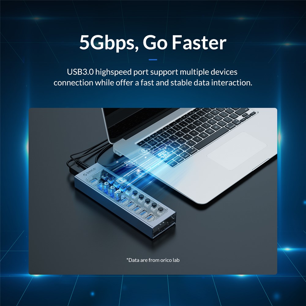 ORICO AT2U3-10AB Liga De Alumínio + PC USB3.0 Multi-Port Hub Com Interruptores Individuais-7