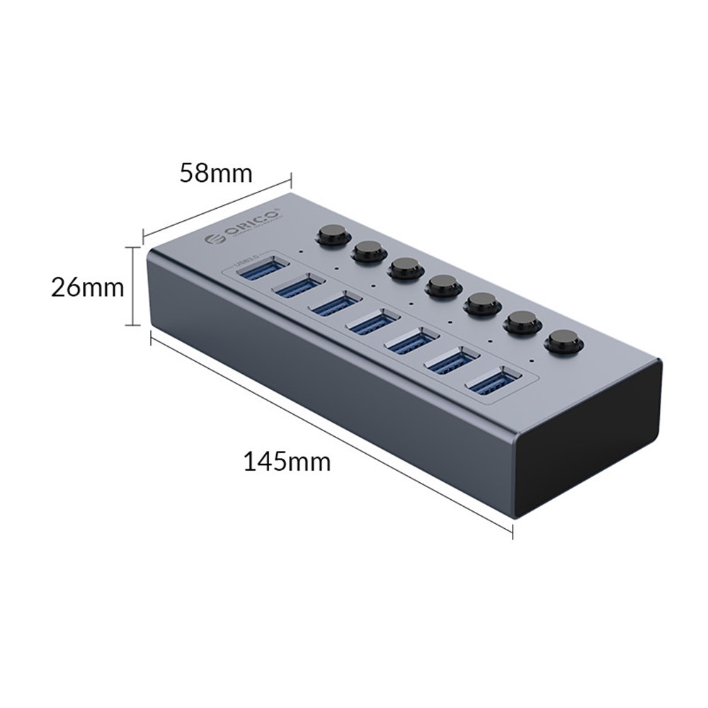 ORICO BT2U3-7AB Aluminum Alloy Multi-port HUB with Individual Switches-4