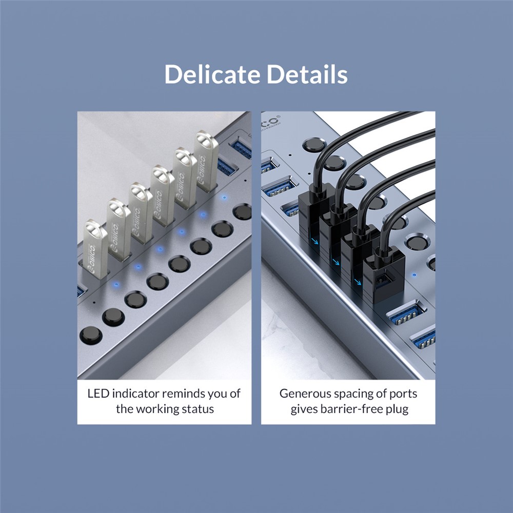 ORICO BT2U3-10AB Aluminiumlegierung Multi-port-hub Mit Einzelnen Schalter-15