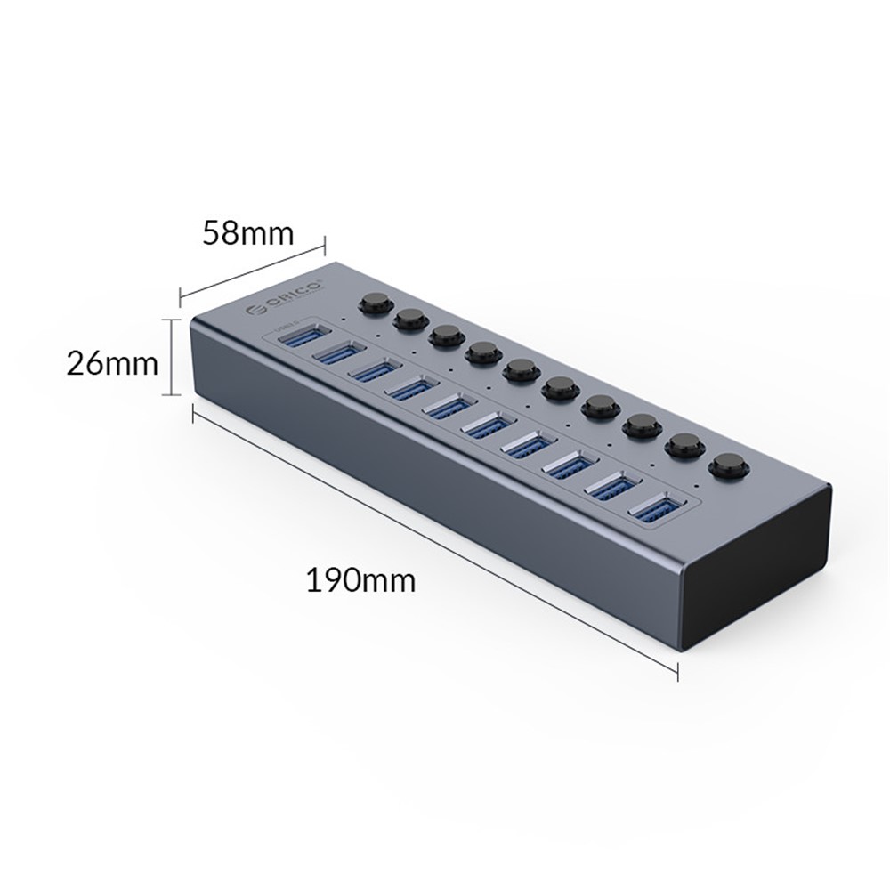 ORICO BT2U3-10AB Aluminum Alloy Multi-port HUB with Individual Switches-4