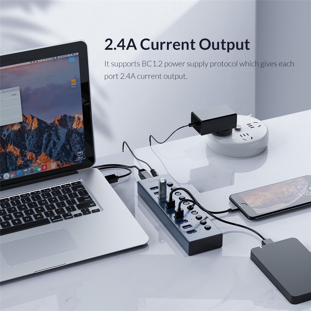 ORICO BT2U3-13AB Aluminum Alloy Multi-port HUB with Individual Switches-11