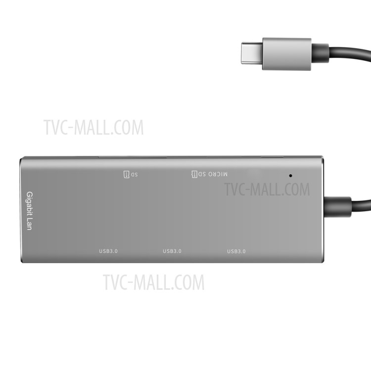 Lemonda YC-720 Typ-C-Hub-Multifunktionsadapter Typ-C Bis USB 3.0 * 3 + SD + TF + RJ45-Konverter-5