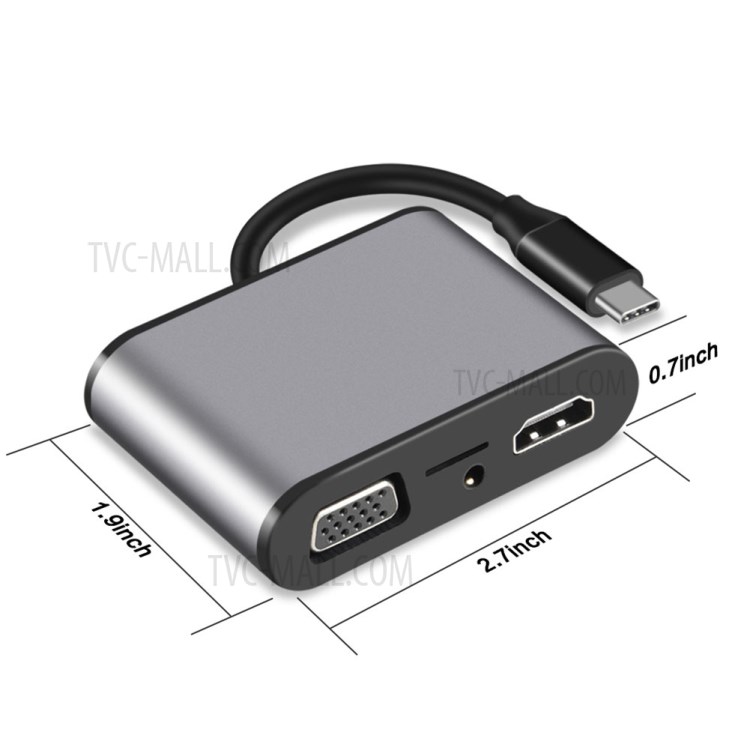 Adaptador de Cubo 8 em 1 Tipo C USB 2.0 3.0 VGA SD Reader Delking Station-6