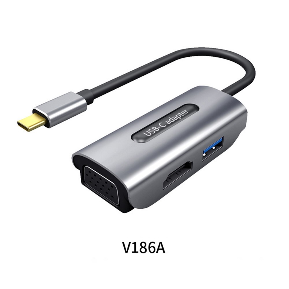 V186A 3 In 1 Typ-C-Hub-Adapter USB-C Bis VGA + USB3.0 Dock Station Splitterkabel Für Laptop-3