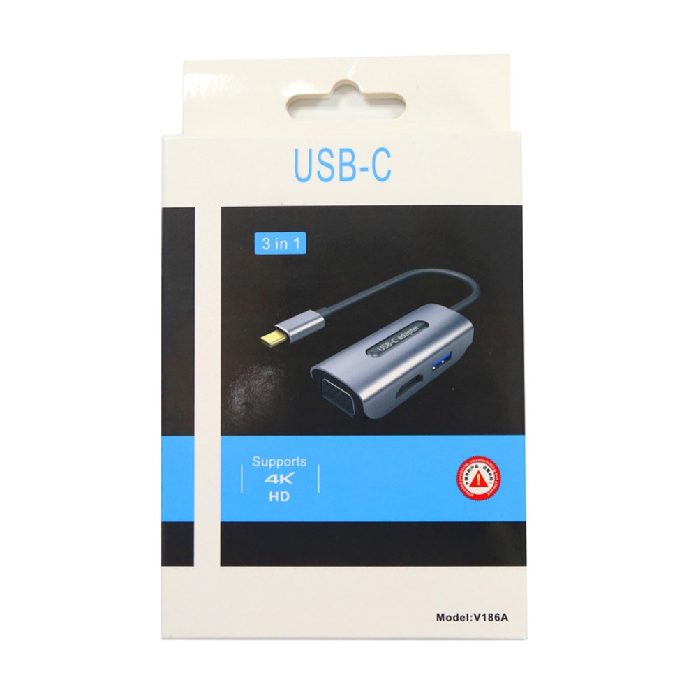 V186A 3 In 1 Typ-C-Hub-Adapter USB-C Bis VGA + USB3.0 Dock Station Splitterkabel Für Laptop-7