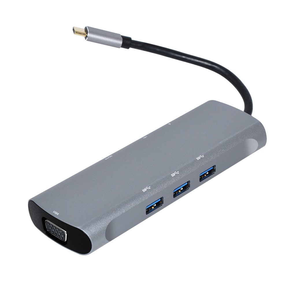 V171A 8 IN 1 TYP-C HUB An VGA USB 3.0 PD TF-Speicherkarten-Konverter-Adapter USB-Typ C Dockstation-1
