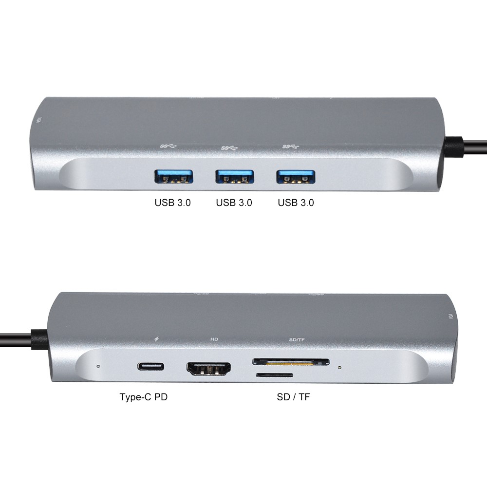 V171A 8 IN 1 TYP-C HUB An VGA USB 3.0 PD TF-Speicherkarten-Konverter-Adapter USB-Typ C Dockstation-3