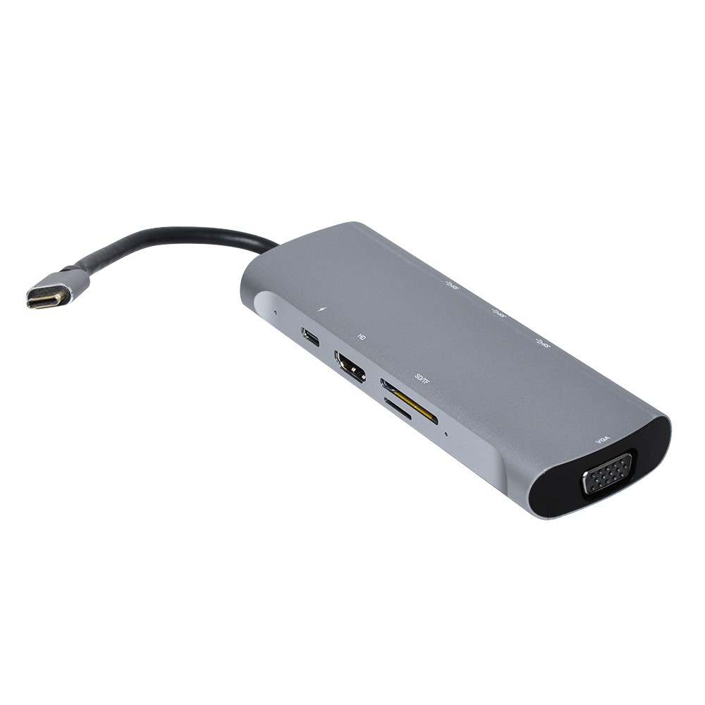 V171A 8 IN 1 TYP-C HUB An VGA USB 3.0 PD TF-Speicherkarten-Konverter-Adapter USB-Typ C Dockstation-8
