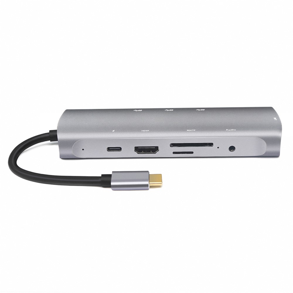 V171A 9 in 1 Type-C Hub Docking Station RJ45 Network Card+PD+TF Card Reader+USB 3.0 Adapter Cable for MacBook-8