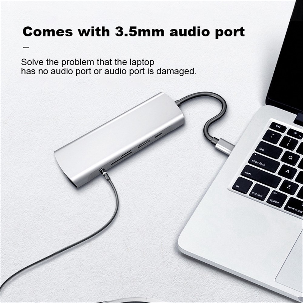 V172A 10 in 1 Type-C Hub USB-C to RJ45+VGA+PD+TF+USB3.0 Adapter Converter Docking Station Cable-5