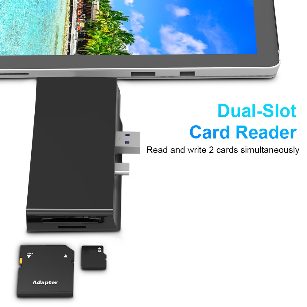 ROCKETEK SH867 5Gbps High Speed USB3.0 Hub PD Type-C TF/SD Card Reader USB Splitter Adapter for Microsoft Surface Pro 7-5