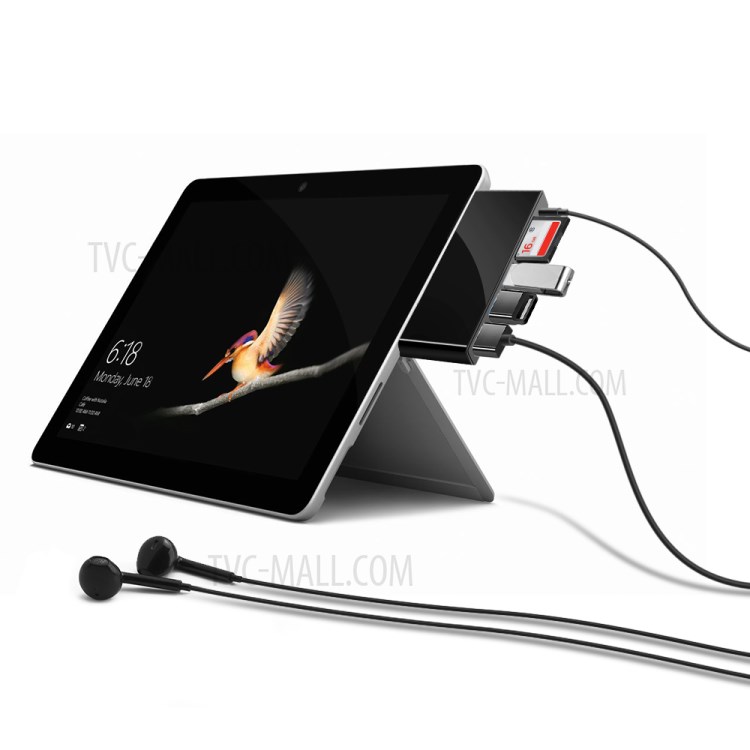 ROCKETEK SH771 Type-C USB 3.0 Hub Splitter SD/TF Card Reader 3.5mm Audio Adapter for Microsoft Surface Go-8